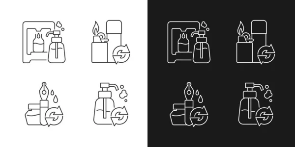 Productos Recarga Iconos Lineales Establecidos Para Modo Oscuro Claro Dispensador — Archivo Imágenes Vectoriales