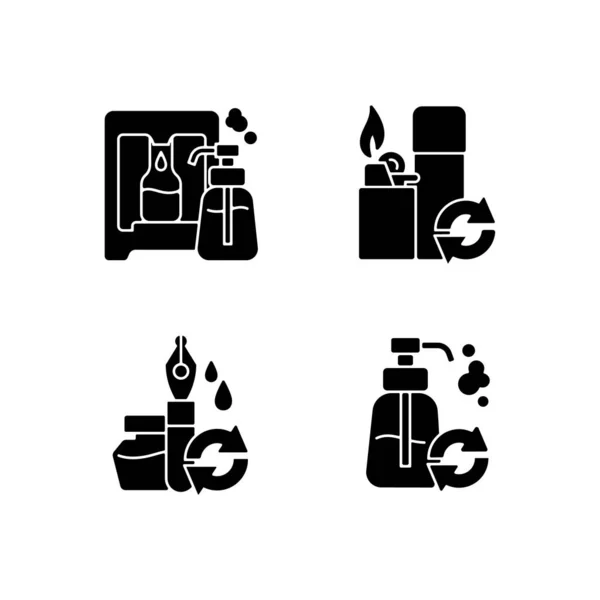 Produkte Füllen Schwarze Glyphen Symbole Auf Die Auf Weißem Raum — Stockvektor