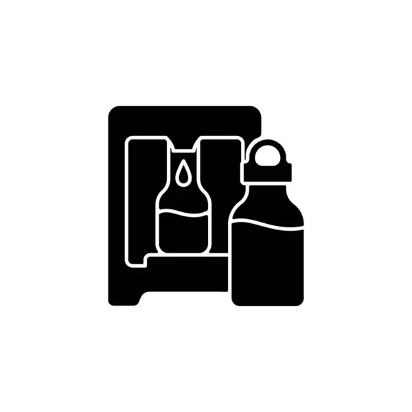 Черный Знак Станции Самообслуживания Пополнения Воды Торговый Автомат Диспенсер Очищенной — стоковый вектор