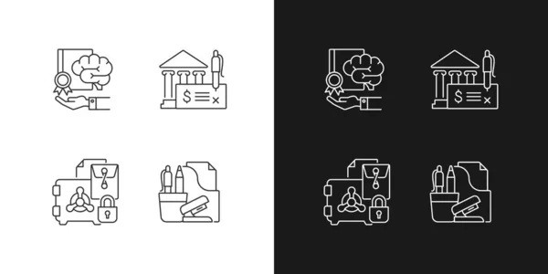 Lineaire Pictogrammen Voor Zakelijk Intellectueel Eigendom Ingesteld Donkere Lichte Modus — Stockvector