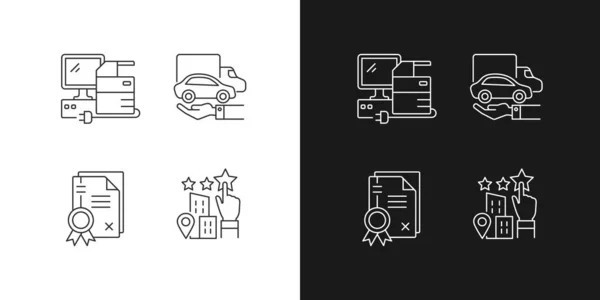 Company Image Linear Icons Set Dark Light Mode Goodwill Technical — Stock Vector