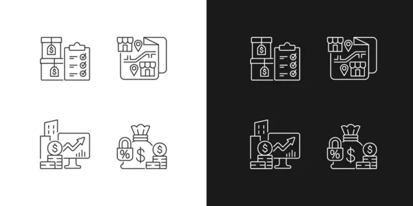 Firmenaktien Und Franchising Symbole Für Den Dunklen Und Hellen Modus — Stockvektor