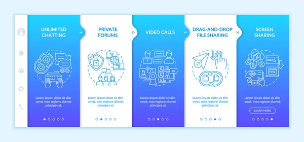 Business Messaging Option Onboarding Vektor Vorlage Unbegrenztes Plaudern Responsive Mobile — Stockvektor