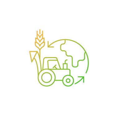 Tarım gradyan doğrusal vektör ikonunda çevresel sürdürülebilirlik. Sağlıklı ekosistem ve toprak. İnce çizgi renkli semboller. Modern tarz pictogram. Vektör izole çizimi