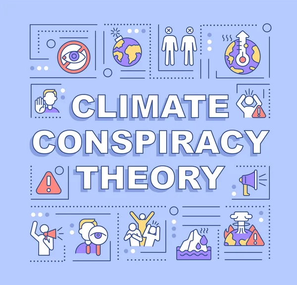 Знамя Теории Климатических Заговоров Катастрофы Глобального Потепления Инфографика Линейными Значками — стоковый вектор