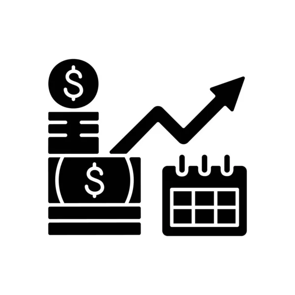 Długoterminowe Inwestycje Czarny Glif Ikona Planowanie Finansowe Osiąganie Celów Akcje — Wektor stockowy