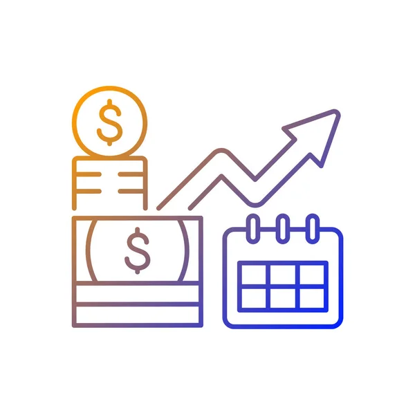 Icono Vector Lineal Gradiente Inversión Largo Plazo Planificación Financiera Logro — Vector de stock