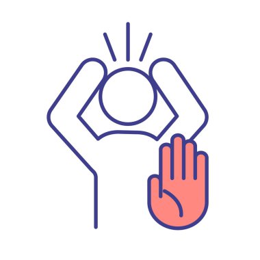 İnsan protestosu RGB renk simgesi. Çevrecilik. Sosyal aktivite ve komplo teorisi reddedildi. Ekonomik kriz ve iklim değişikliği. Yeşillik. İzole vektör çizimi. Basit doldurulmuş çizgi çizimi