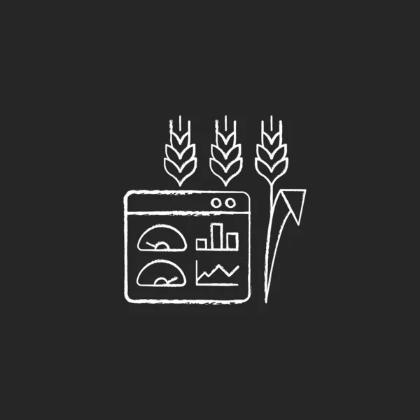 Мониторинг Урожая Почвы Управление Мел Белый Значок Темном Фоне Мониторинг — стоковый вектор