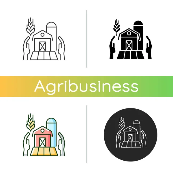 Значок Поддержки Фермеров Местные Сельхозпроизводители Финансирование Помощь Агробизнеса Программа Финансирования — стоковый вектор