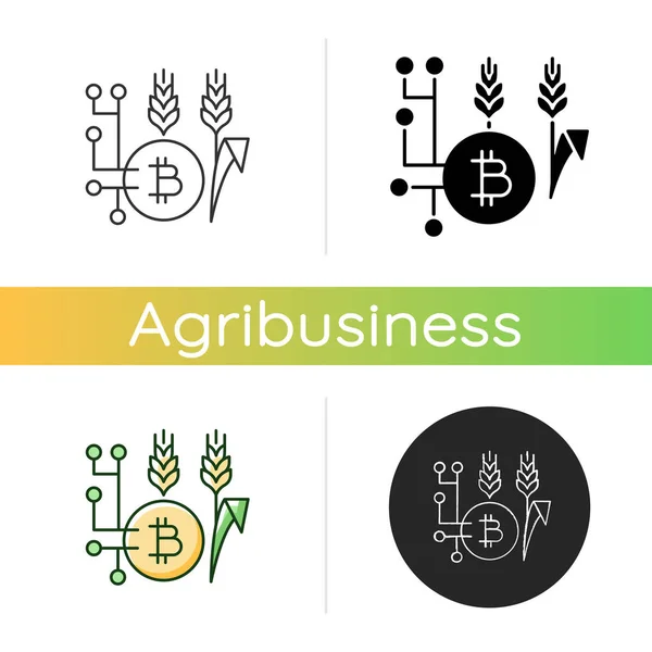 Blockchain Technologie Landbouw Icoon Innovatieve Betaaloptie Digitaal Valutagebruik Landbouw Slimme — Stockvector