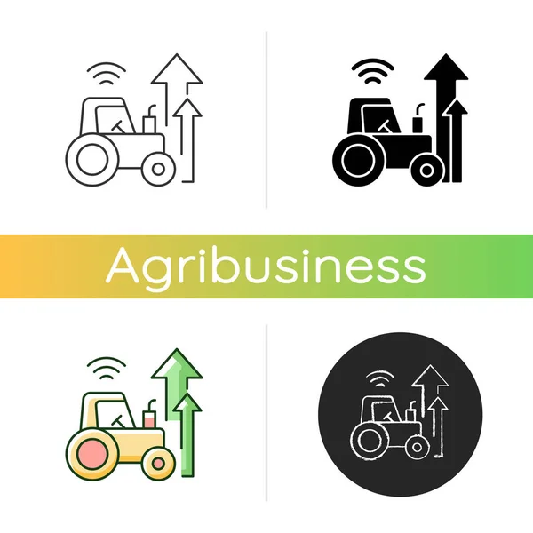 農業近代化のアイコン 農業における技術と科学 近代農業 農業ビジネスにおけるハイテクイノベーション リニアブラックとRgbのカラースタイル 絶縁ベクトルイラスト — ストックベクタ