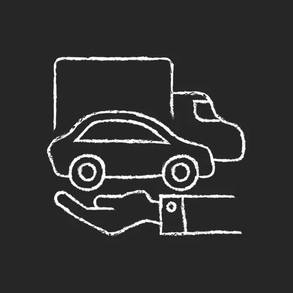 Εταιρεία Που Ανήκει Οχήματα Κιμωλία Λευκό Εικονίδιο Σκούρο Φόντο Επαγγελματικό — Διανυσματικό Αρχείο