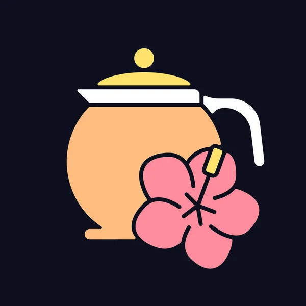 Hibiscus Thee Rgb Kleurenpictogram Voor Donker Thema Carcade Zure Drank — Stockvector