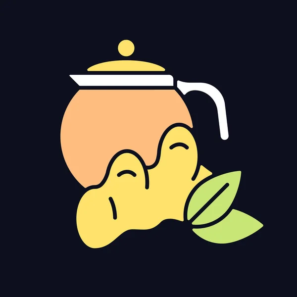 Ginger Tea Rgb Color Icon Dark Theme Ginger Tea Lemon — Stock Vector