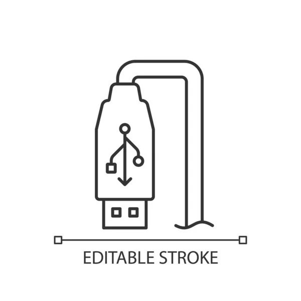 Icono Etiqueta Manual Lineal Salida Usb Conexión Cable Estándar Ilustración — Vector de stock