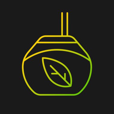 Koyu tema için çay kabağı gradyan vektör simgesi. Geleneksel latin içeceği. Yerba Mate için Utensil. Eşe damar. İnce çizgi renk sembolü. Modern tarz pictogram. Vektör izole çizimi