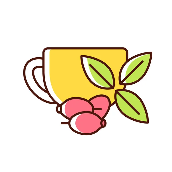 Шиповник Чая Rgb Цветной Значок Полезны Грушевый Чай Напиток Улучшает — стоковый вектор