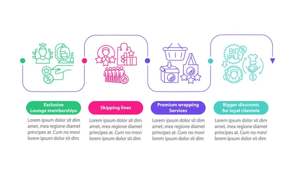 Programa Lealtad Anima Plantilla Infografía Vectorial Ventajas Presentación Delinear Elementos — Archivo Imágenes Vectoriales