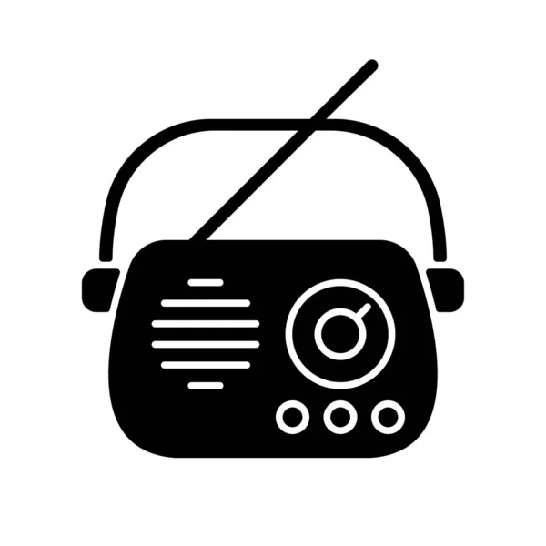 Антична Радіо Чорний Гліф Значок Старий Прилад Колекційна Старовинна Радіомодель — стоковий вектор