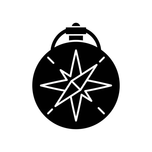 Vintage Style Compass Black Glyph Icon Antique Nautical Instrument Navigation — Stock Vector