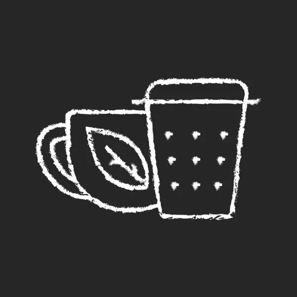 金属茶水注入器 滤清器粉笔白色图标在黑暗的背景 茶的酿造装置 把叶子放进器皿里做饮料 网状容器 黑色上孤立的矢量黑板插图 — 图库矢量图片