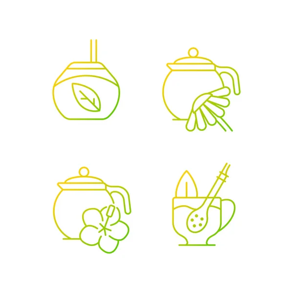 Herbal Tea Gradient Linear Vector Icons Set Hibiscus Beverage Carcade — Διανυσματικό Αρχείο