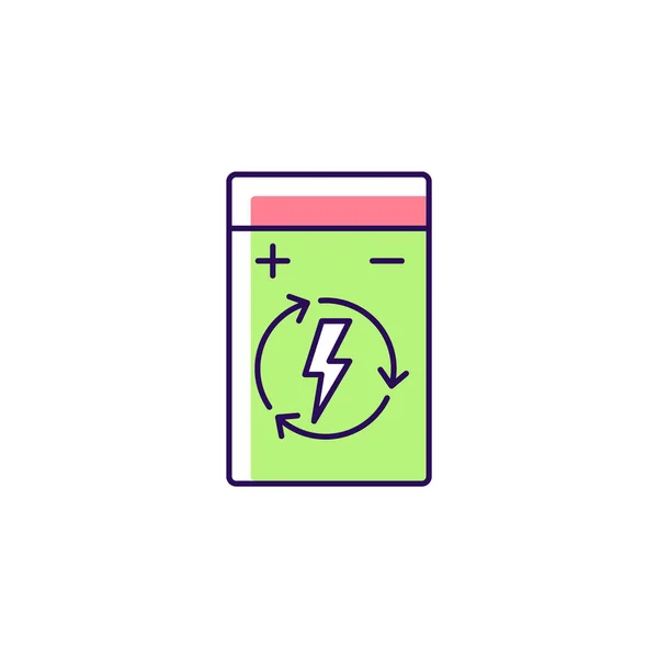 Oplaadbare Lithium Polymeer Batterij Rgb Kleur Handmatig Label Pictogram Lithiumionenproduct — Stockvector