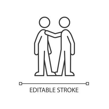 Haptic iletişim doğrusal simgesi. Kişisel dokunuş. Samimi duygularınızı iletin. Sözsüz kanal. İnce çizgi özelleştirilebilir illüstrasyon. Contour sembolü. Vektör izole çizim. Düzenlenebilir vuruş