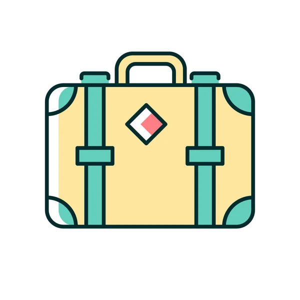 Old Fashioned Style Suitcase Rgb Color Icon Vintage Luggage Travel — Stock Vector