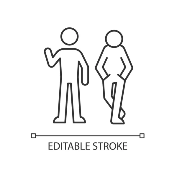 Postura Comunicación Icono Lineal Lenguaje Corporal Señal Verbal Mostrando Rasgos — Vector de stock