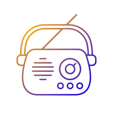 Antik radyo gradyan doğrusal vektör simgesi. Eski bir alet. Koleksiyonluk vintage model. Klasik tarzda moda. İnce çizgi renk sembolü. Modern tarz pictogram. Vektör izole çizimi