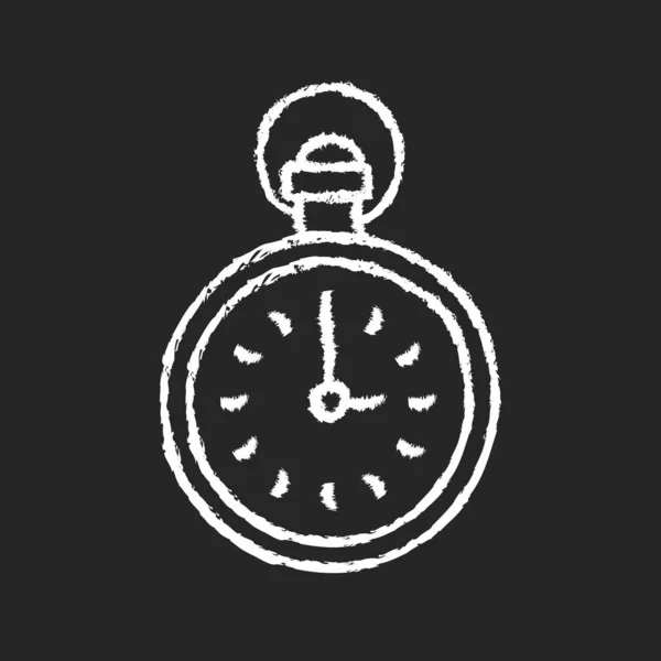 Antique Pocket Watch Chalk White Icon Dark Background Vintage Accessory Vector Graphics
