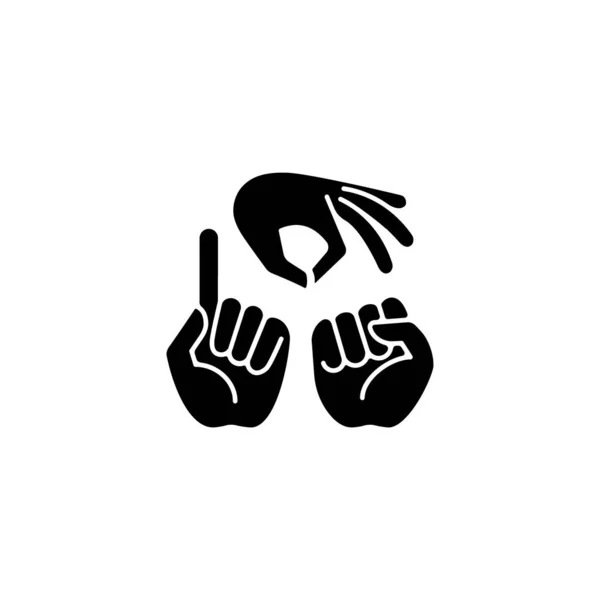 Gestures Communication Black Glyph Icon Hands Movement Expressing Feelings Non — Stock Vector