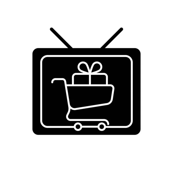 Shopping Show Zwart Glyph Icoon Teleshopping Programma Televisie Entertainment Serie — Stockvector