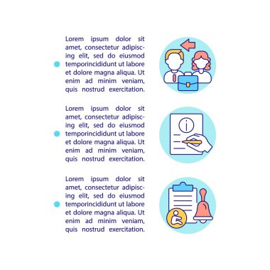 Konsept satır simgeleri yazmak için işvereninize metin ile bilgi verin. Kopya uzayı ile PPT sayfa vektör şablonu. Broşür, dergi, gazete tasarımı. Beyaz üzerinde işveren doğrusal resimlerini bildir