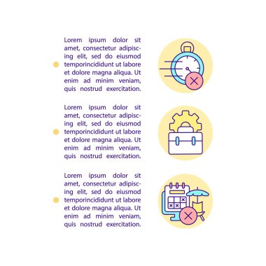 Sıfır saat sözleşmesindeki işçiler, metin ile konsept satır simgeleri oluştururlar. Kopya uzayı ile PPT sayfa vektör şablonu. Broşür, dergi, gazete tasarımı. Beyaz üzerinde istihdam sözleşmesi doğrusal illüstrasyonları