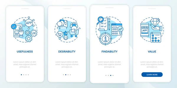 Basics Onboarding Mobile App Page Screen Customer Desirable Solution Walkthrough — Stock Vector