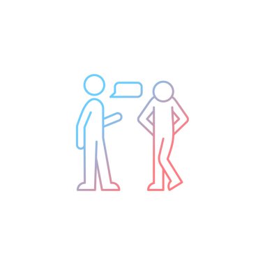 Psikolojik engeller gradyan doğrusal vektör simgesi. Kişisel bir rahatsızlık. İletişimci ruhsal durumu. Duygusal limitler. İnce çizgi renk sembolü. Modern tarz pictogram. Vektör izole çizimi