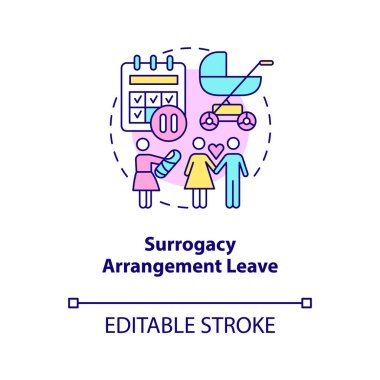 Taşıyıcı annelik konsept simgesini bırak. Kanunen, soyut fikri ince çizgi çiziminde bırakmak. Taşıyıcı anne başka birinin çocuğunu taşıyor. Vektör izole edilmiş dış hat renk çizimi. Düzenlenebilir vuruş