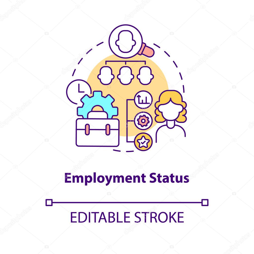 Employment status concept icon. Employer abstract idea thin line illustration. Work under contract. Employment entitlement and rights. Vector isolated outline color drawing. Editable stroke