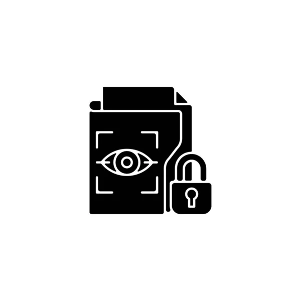 Ikon Hitam Data Biometrik Yang Dilindungi Kumpulan Informasi Pribadi Karakteristik - Stok Vektor