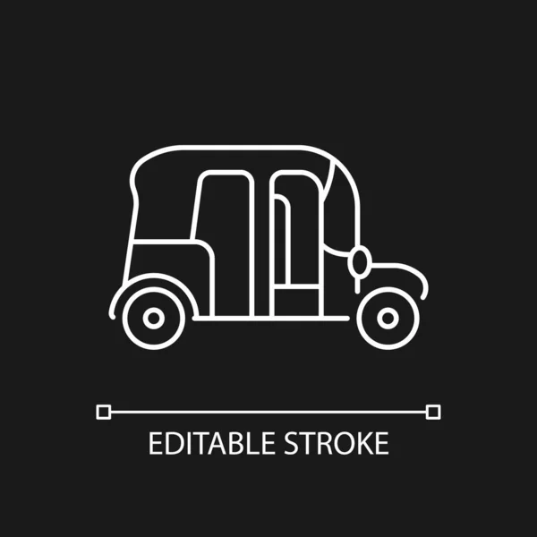 Auto Rikscha Weißes Lineares Symbol Für Dunkles Thema Dreirad Taxi — Stockvektor