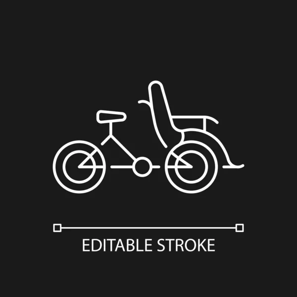 Cyclo Taxi Weißes Lineares Symbol Für Dunkles Thema Dreirädriges Fahrrad — Stockvektor