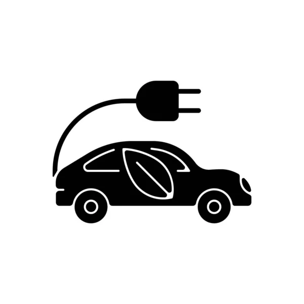 电动出租车黑色路标图标 城市交通 零排放能力 开电动汽车 环保出租车 白色空间上的轮廓符号 矢量孤立的说明 — 图库矢量图片
