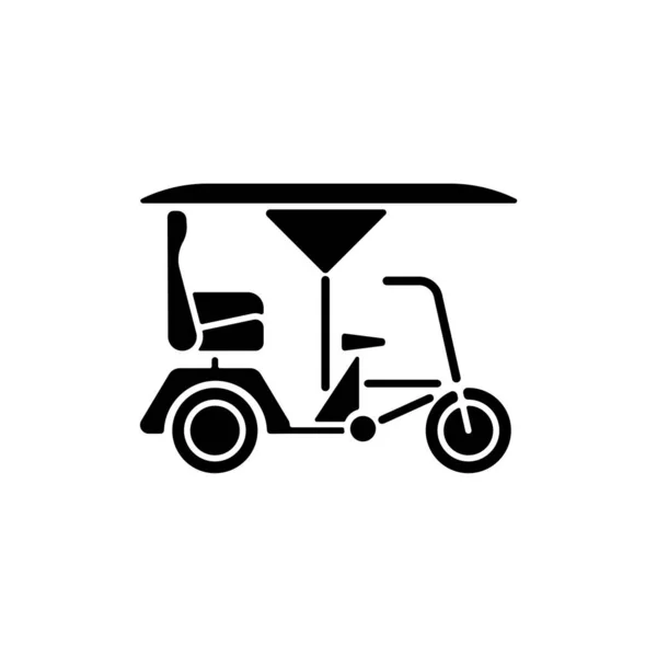Bicitaxi Svart Glyf Ikon Turister Transport Cykeltaxi Kommersiellt Fordon Med — Stock vektor