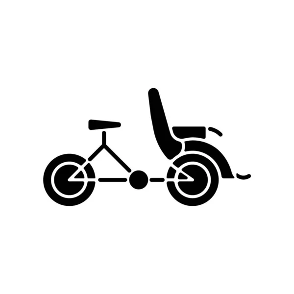 Cyclo Taxi Zwart Glyph Icoon Driewieler Voor Personenvervoer Toeristische Attractie — Stockvector