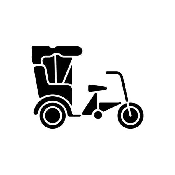 Icono Del Glifo Negro Sanlunche Chino Rickshaw Viajar Corta Distancia — Archivo Imágenes Vectoriales