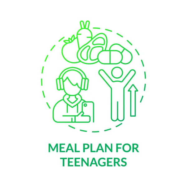 Essensplan Für Teenager Grünes Gradientenkonzept Symbol Gesundes Menü Für Jugendliche — Stockvektor