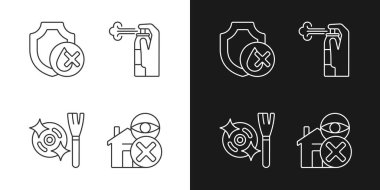 Drone kılavuz kılavuz etiketi simgeleri karanlık ve aydınlık mod için ayarlandı. Su geçirmez. Özelleştirilebilir ince çizgi sembolleri. Ürün kullanımı talimatları için izole vektör taslakları. Düzenlenebilir vuruş